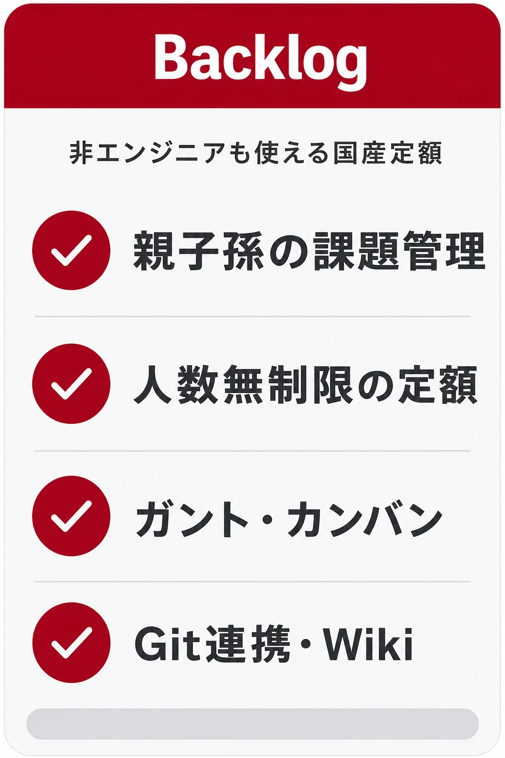 Backlog(バックログ)の特徴:非エンジニアも含めて課題を定額で見える化したいチームに向くタスク管理ツール