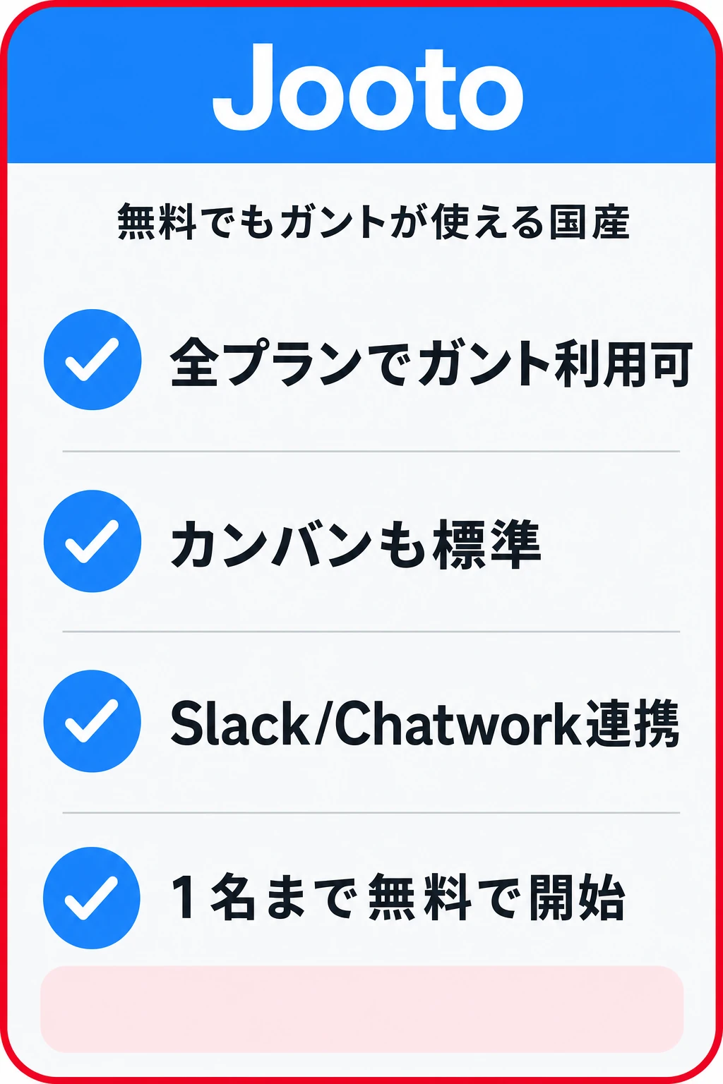 Jootoの特徴：無料でシンプルにガントを使いたいチームに向くタスク管理ツール